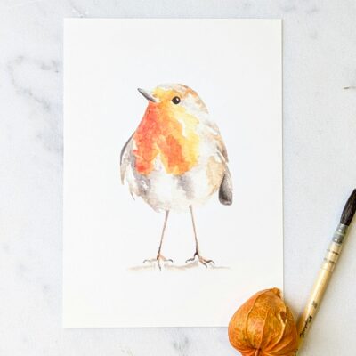 Roodborst kaartje kaart ansichtkaart print