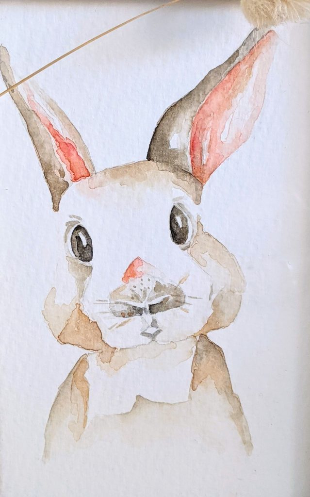 konijntje op papier aquarel schilderijtje