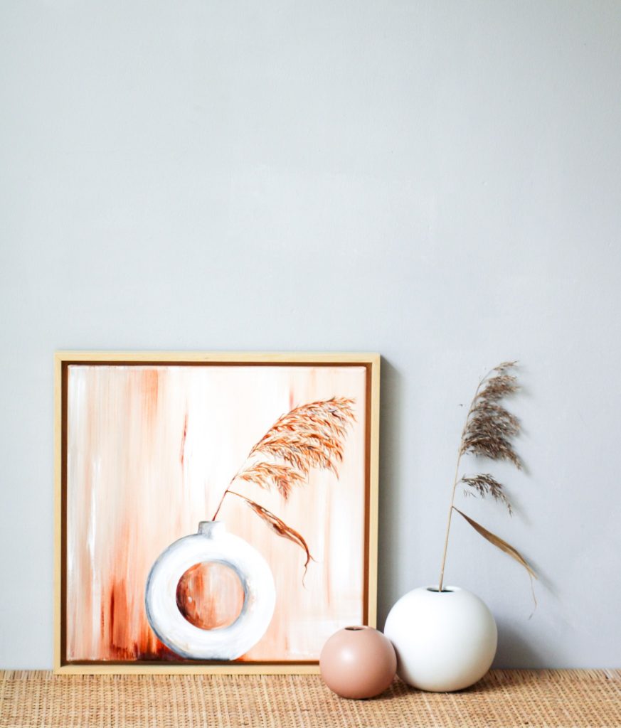 Home love it is acryl op canvas bloem in vaas  schilderij 
