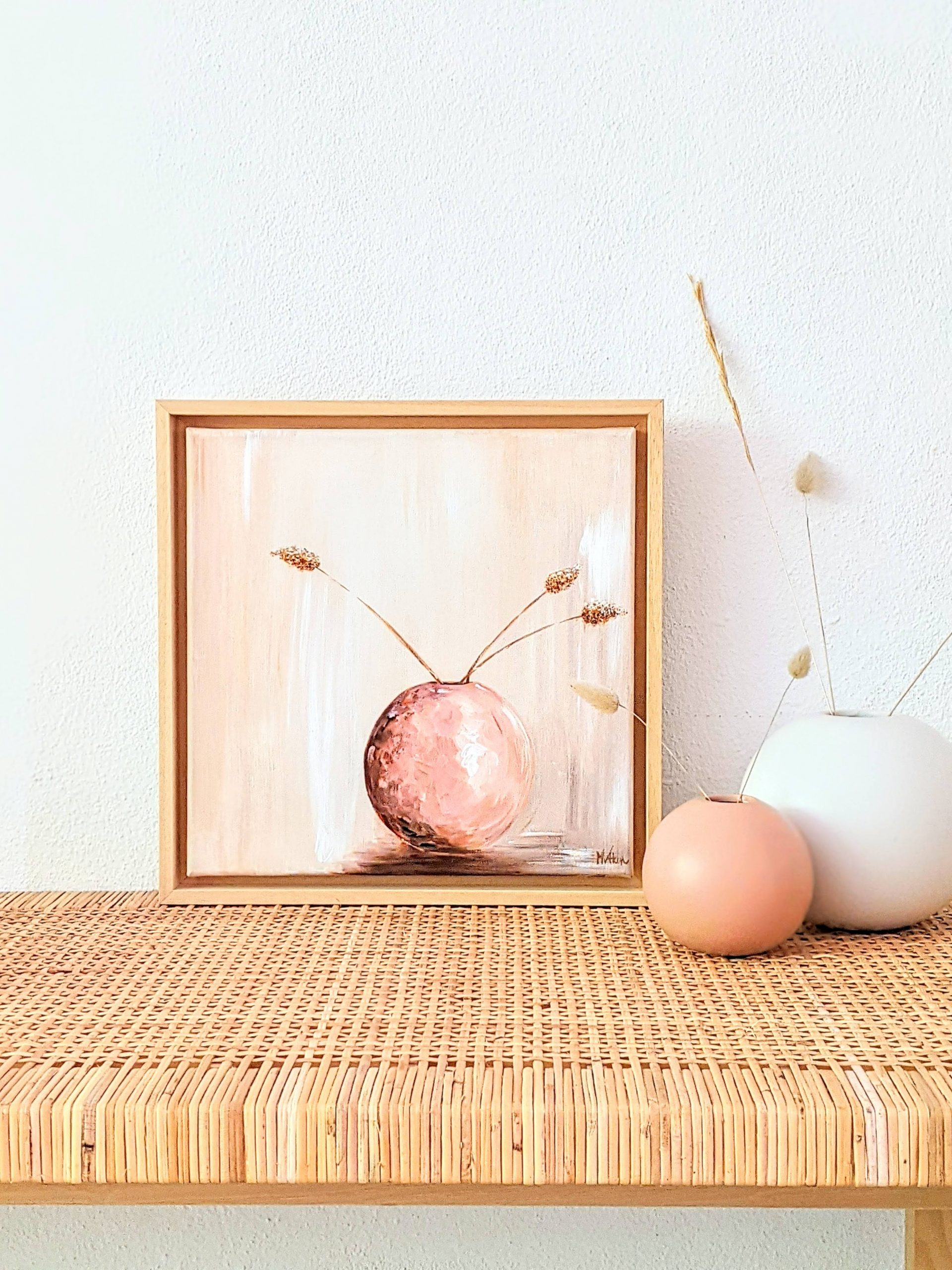 surrounded bloem in vaas schilderij op canvas 