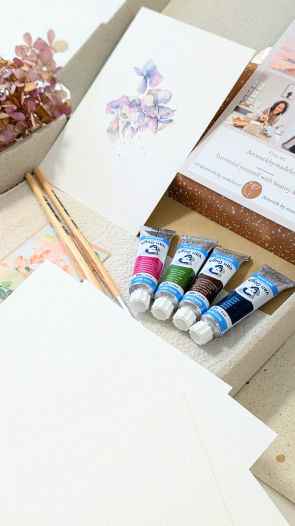 Hortensia DIY box aquarel schilderen