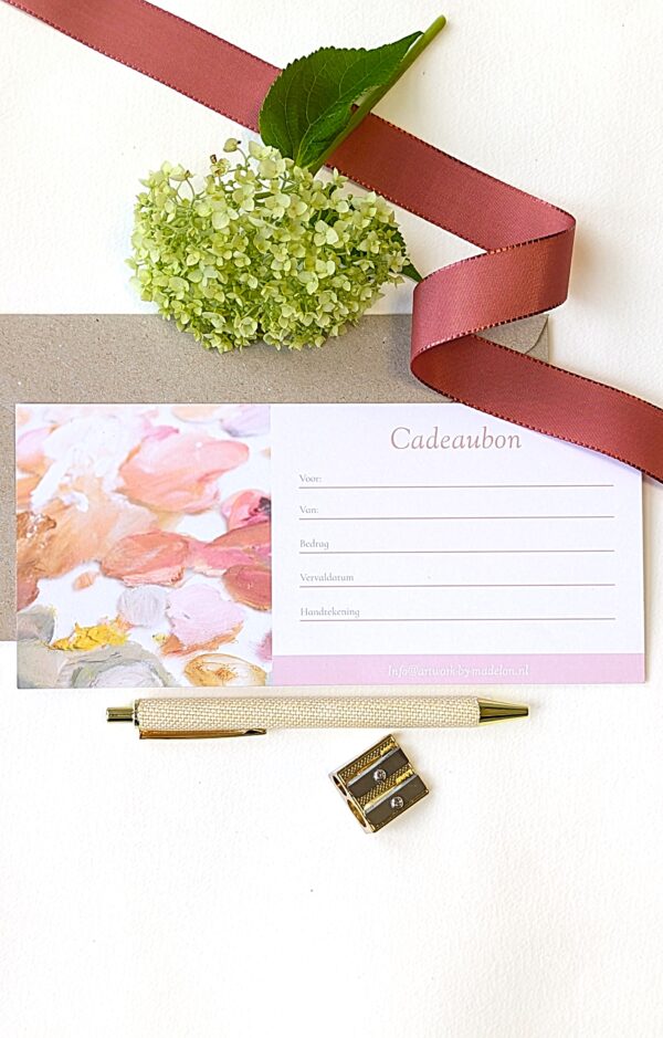 cadeaubon cadeau kaart voor workshops schilderijen en prints