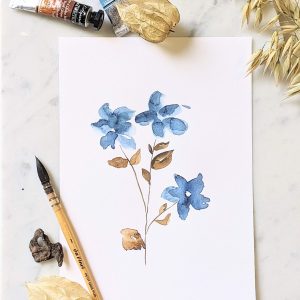 'blue flower' Aquarel