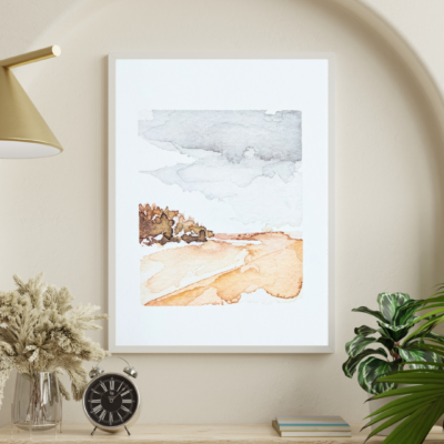 Print poster abstract landschap Texel strand zee schilderij