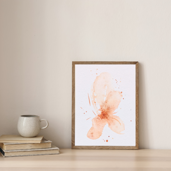 Print poster Peach leaf abstract hortensia aquarel