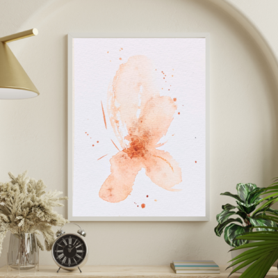 Peach leaf print poster aquarel abstract