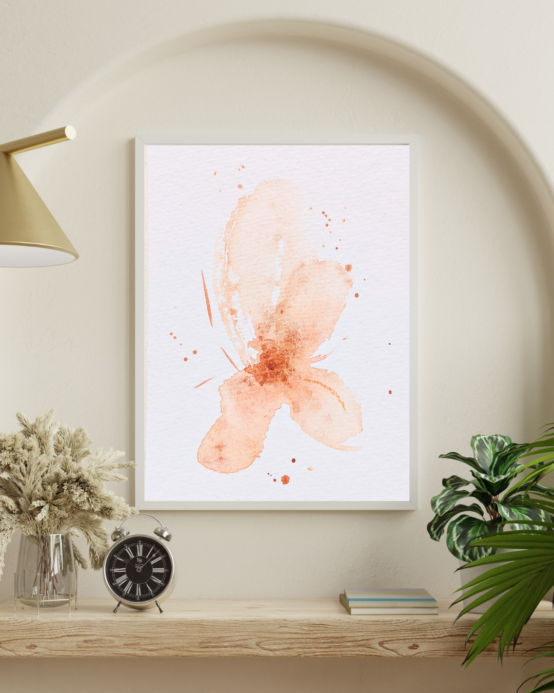 Peach leaf print poster aquarel abstract