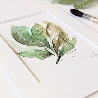 Bloom green schilderijtje 10x15cm workshop abstract bloem geluk
