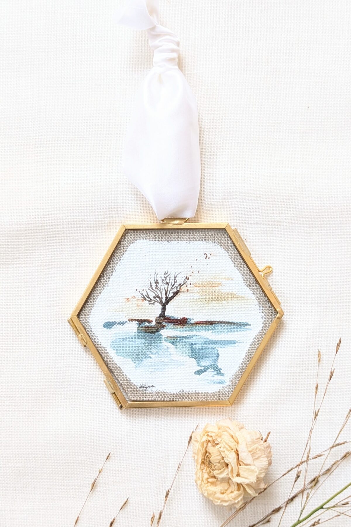 Kerst ornament Liva landschap schilderijtje