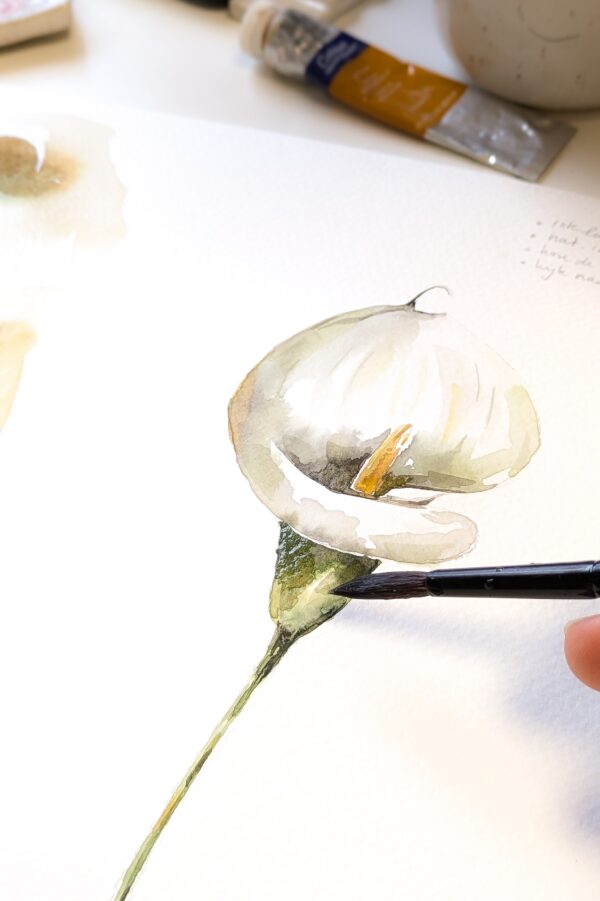 Calla schilderen in de 1-daagse workshop Aquarel Magie