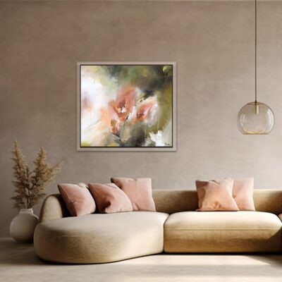 abstract bloem schilderij A new day dawn ingelijst