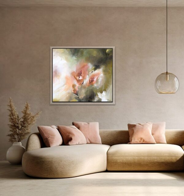 abstract bloem schilderij A new day dawn ingelijst