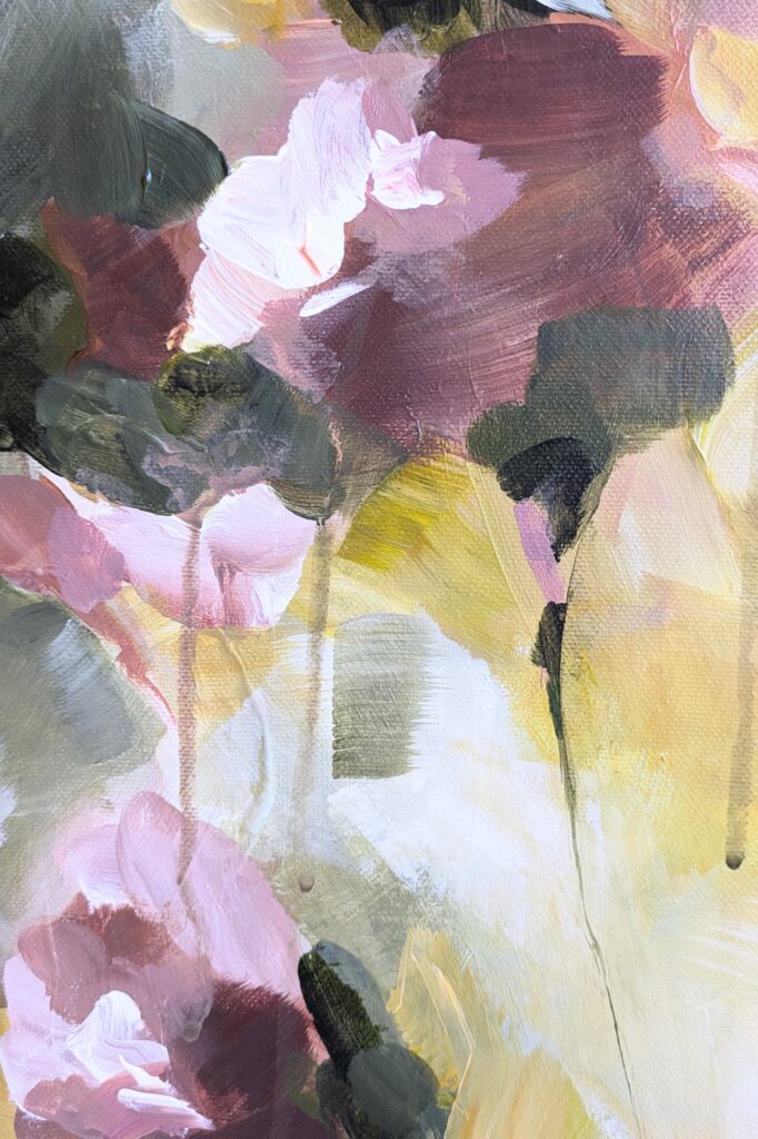 abstract bloemen schilderij Roses of light Acryl original art.