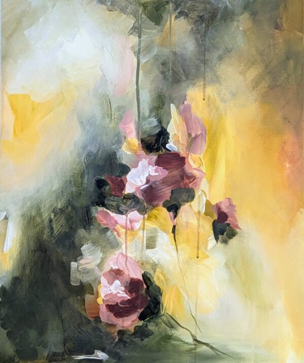 Abstract schilderij acryl bloemen 'Roses of Light'