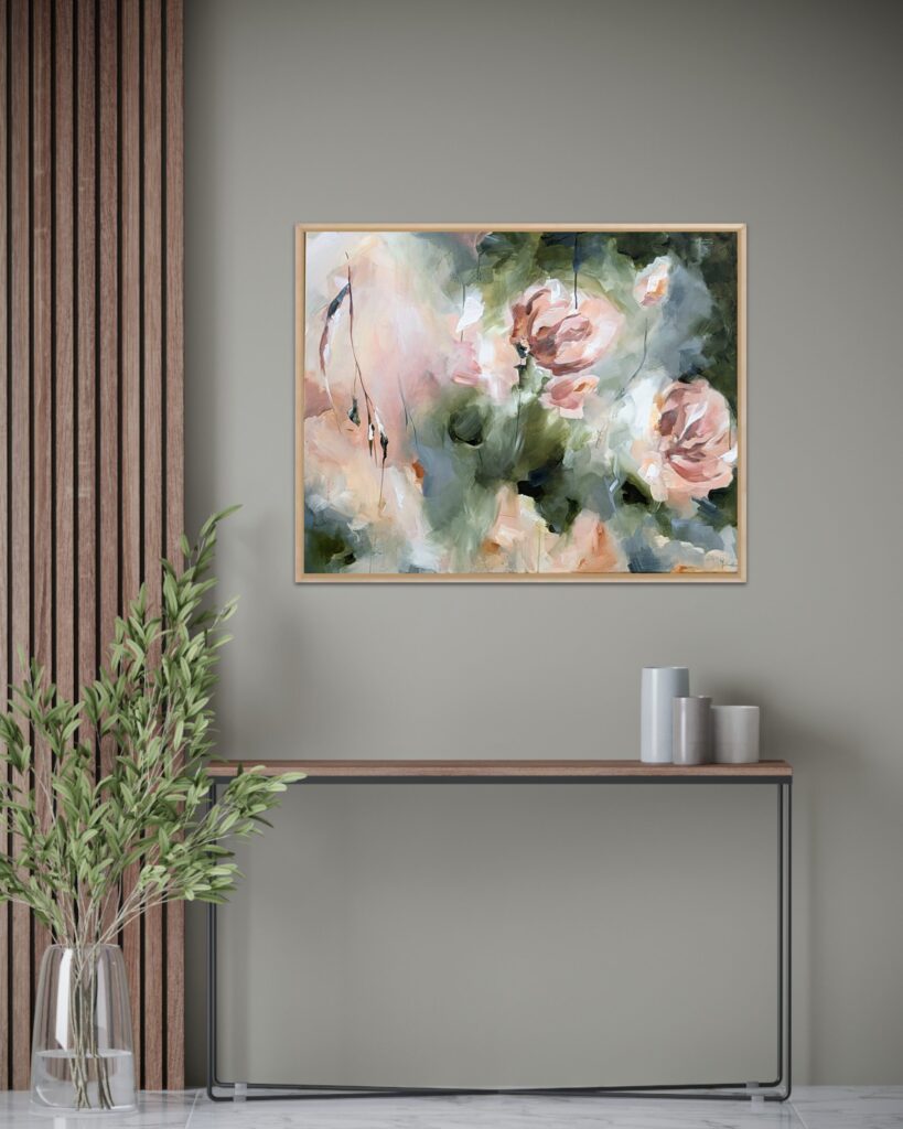 abstract bloemen schilderij kunst op maat pioenrozen pioenroos