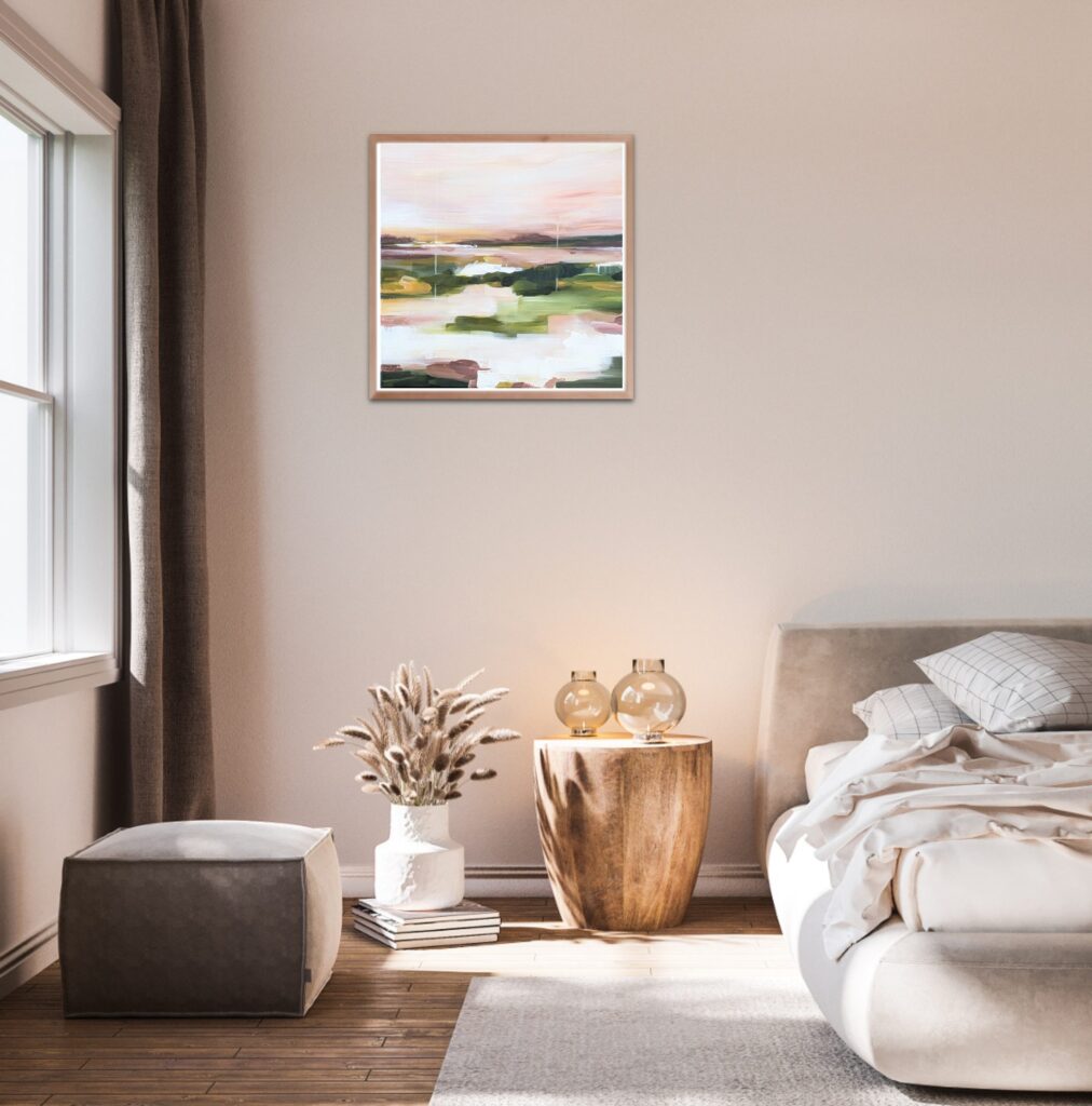 abstract landschap schilderij Radiant light. Kunst aan de muur