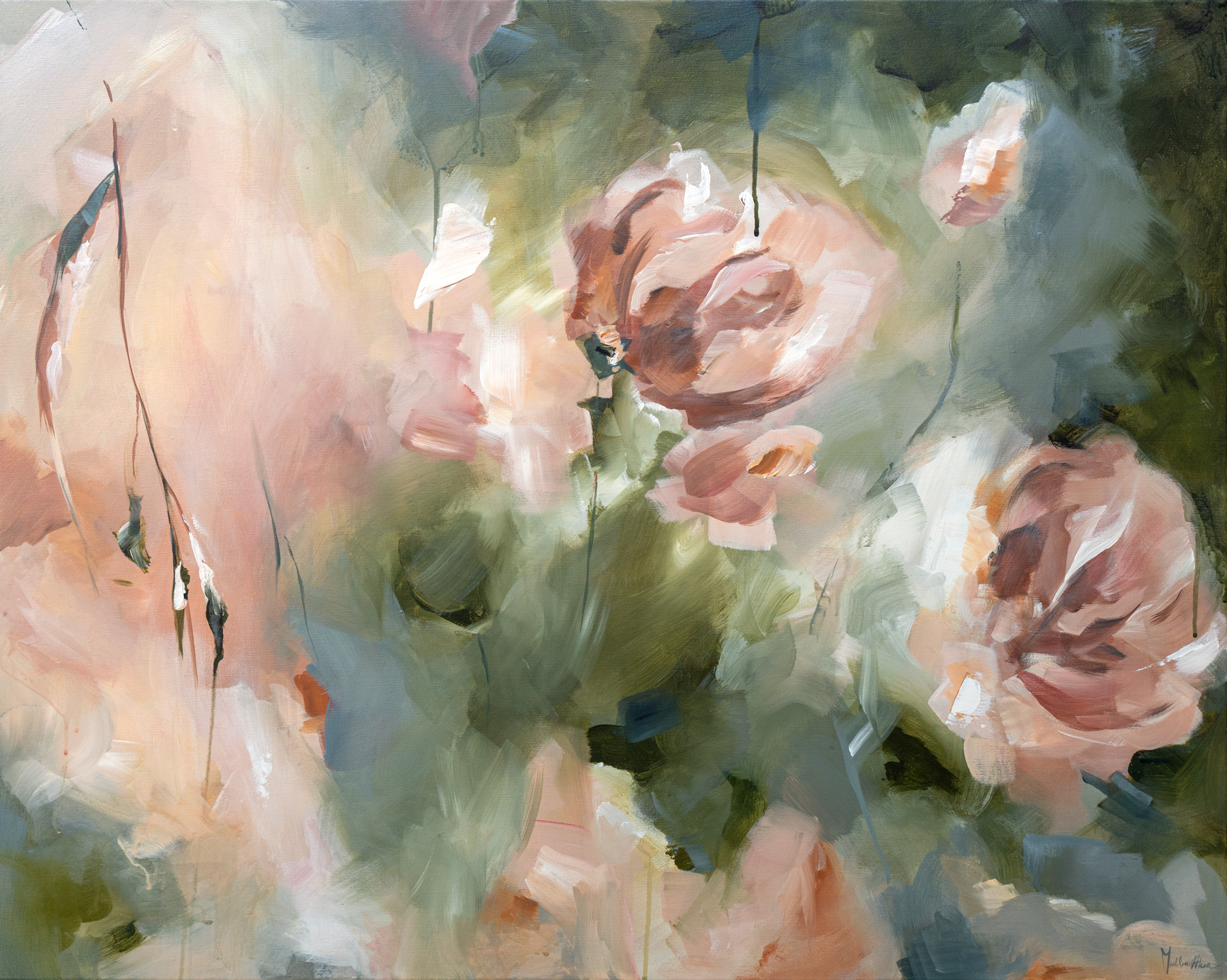 abstract bloemen schilderij Artworkbymadelon Flourish bright