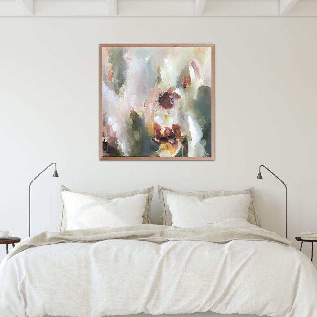 abstract schilderij in een slaapkamer Kunst op maat