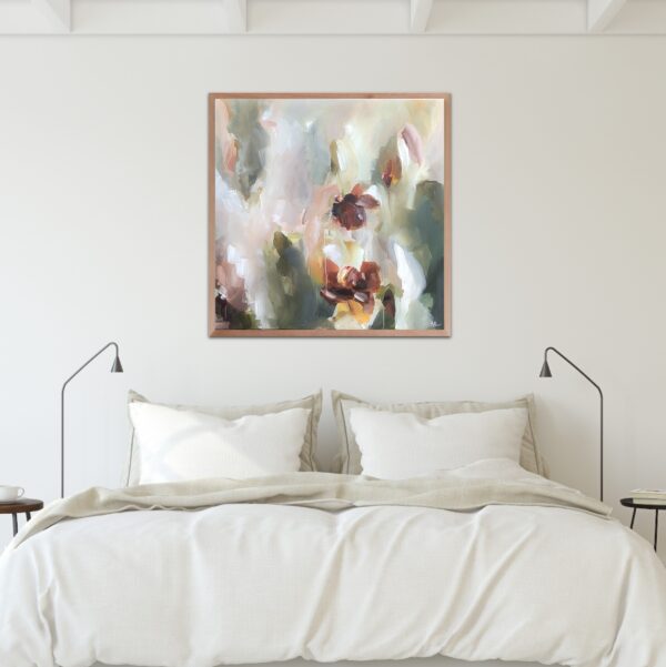 abstract schilderij in een slaapkamer Kunst op maat