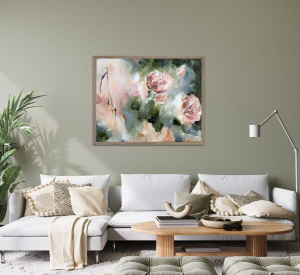 Abstract bloem schilderij op canvas Flourish bright kunst aan de muur