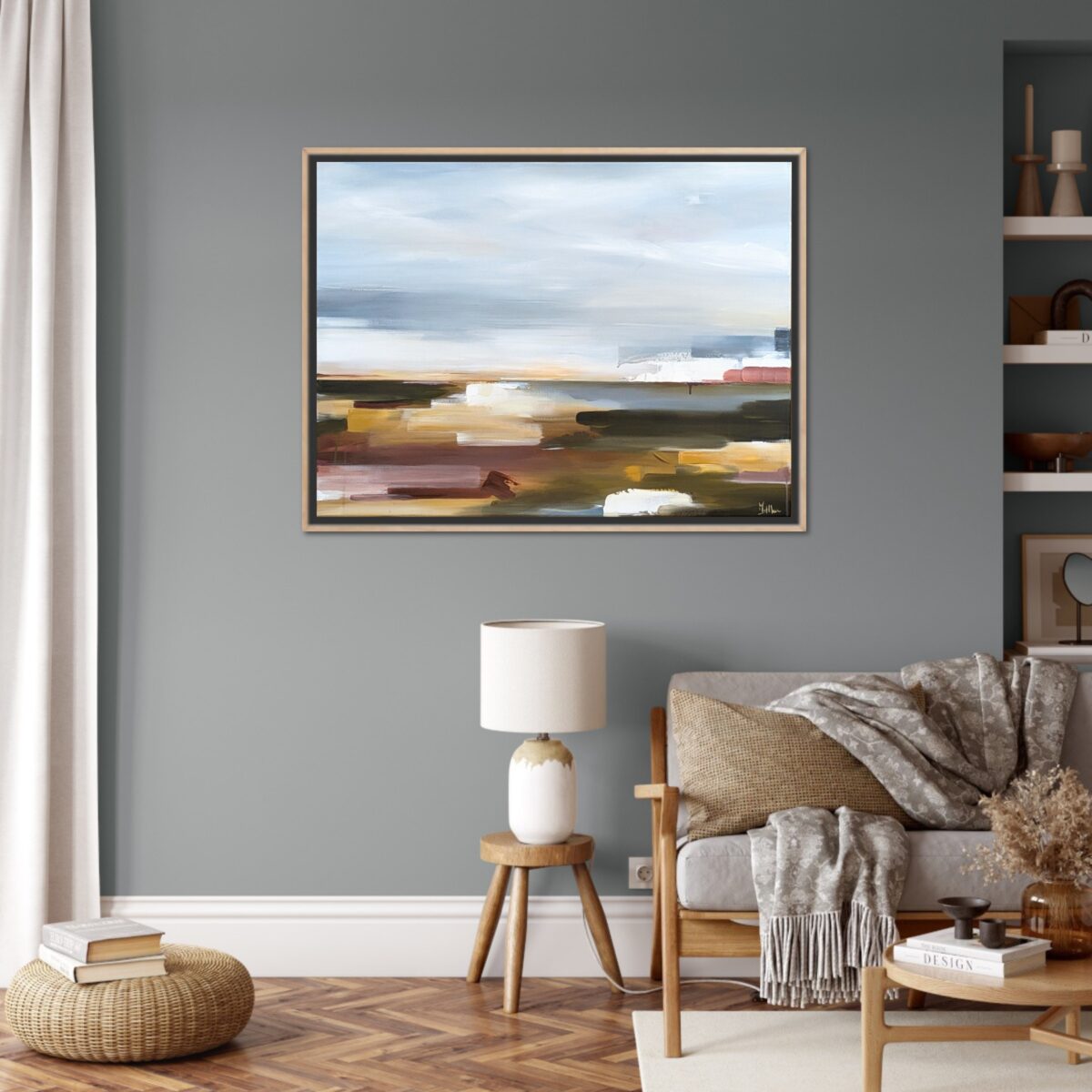 abstract landschap schilderij op canvas The dawning light will come