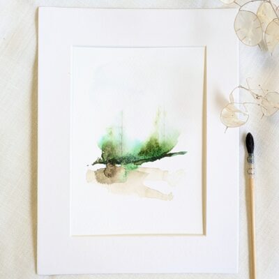 a season unfolds 1 aquarel landschap abstract