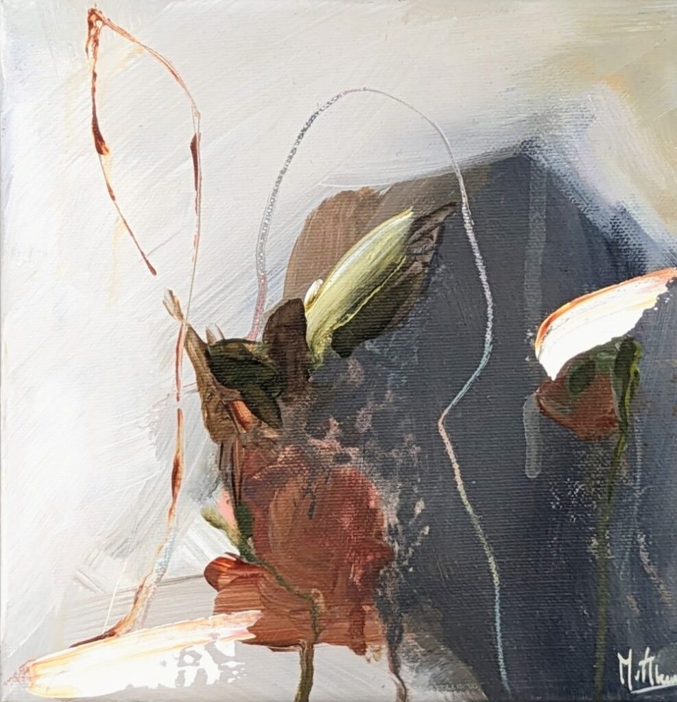 moment of renewal abstract schilderij winter bloem abstract in lijst