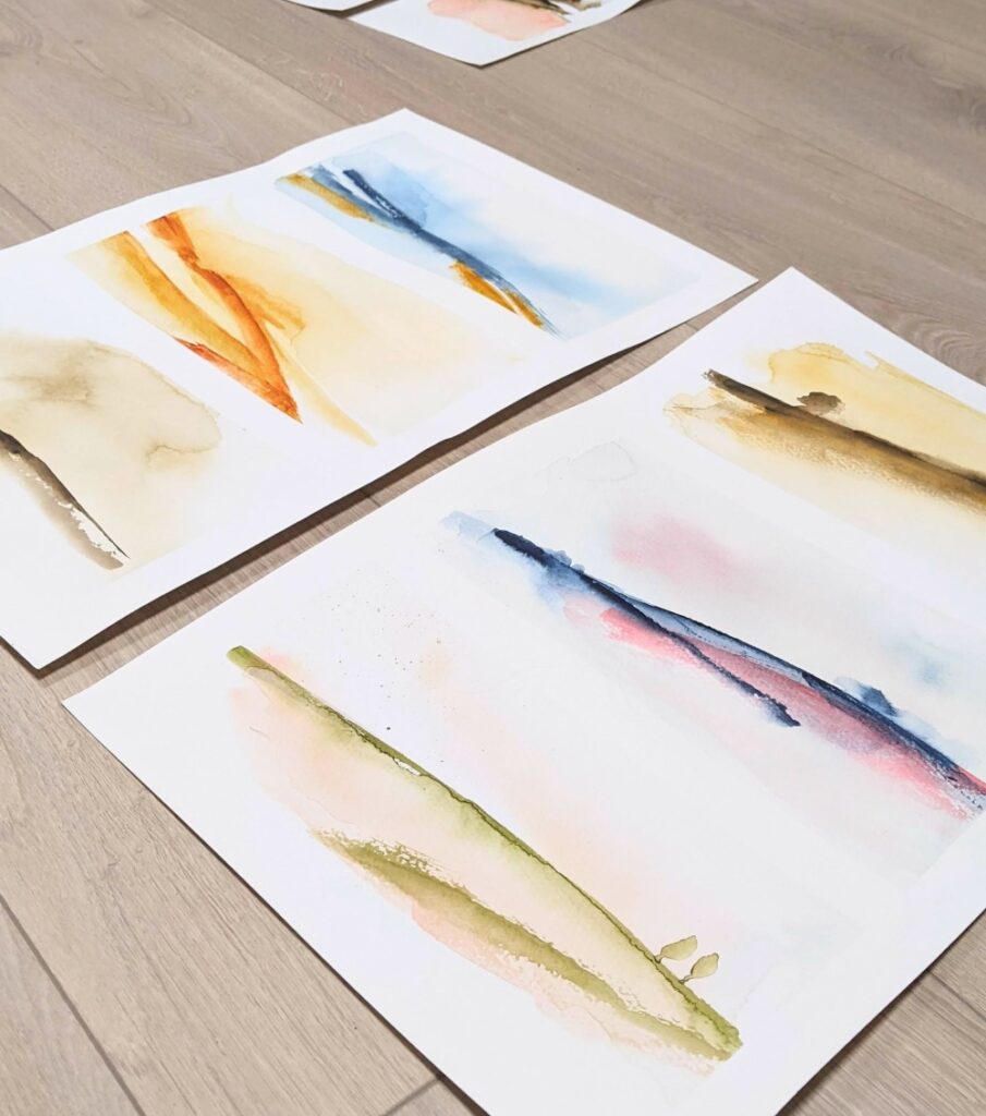 abstract watercolor landschap cursus in Amersfoort