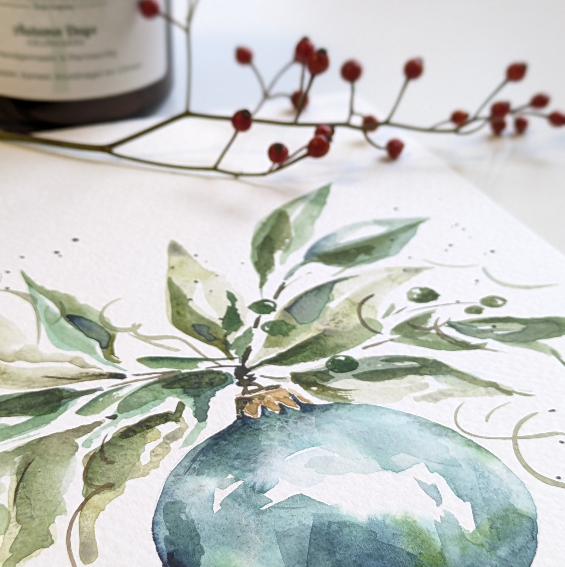 Workshop kerst krans kerst bal schilderen aquarel eucalyptus krans